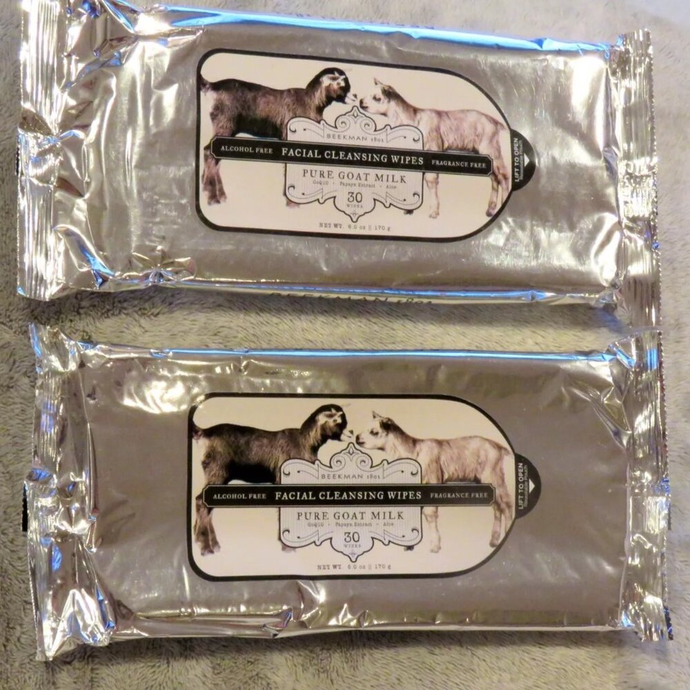 Lot 2 Beekman 1802 Pure Goat Milk Facial Cleansing Wipes Fragrance Free 30 Count